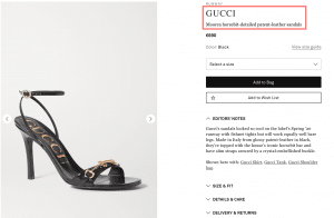 Ecommerce product pages optimization Gucci shoes